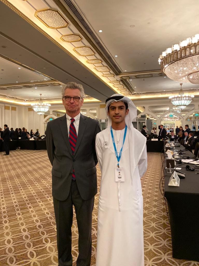 Haitham Alkindi with Griffin Thompson, then Director of the Office of Renewable Energy and Energy Efficiency at the U.S. Department of State and head of the U.S. delegation to IRENA, at the IRENA World Leaders Summit, 2019