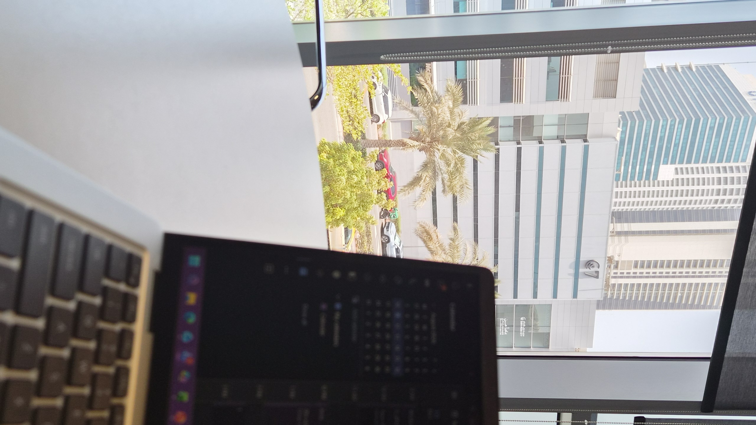 The view from Haitham Alkindi's desk at Mastercard's Dubai office